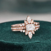 2.0 CT Emerald Cut Solitaire Pave Setting Moissanite Bridal Ring Set Mapple Gems